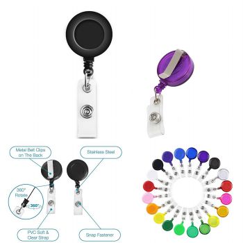 Retractable Badge Reel & Badge Holder with Clip Backing