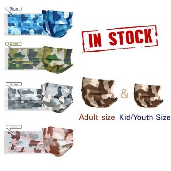 3-Ply Disposable Camo Logo Face Cover Adult Mask