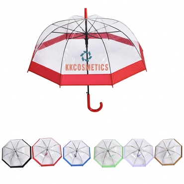 Custom Clear Panel Umbrella With Hook Handle