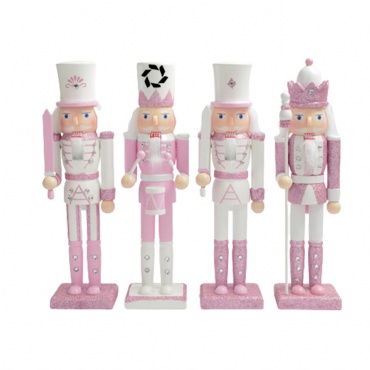Pink Traditional Painted  Wooden Nutcracker Soldier Dolls