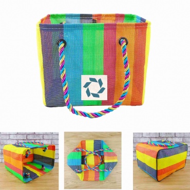 Rainbow Color Collapsible Beach Tote Bag