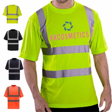 Class 3 Breathable Hi Viz Reflective Safety Short Sleeve Round Neck T-shirt