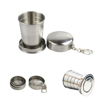 60 ml(2 OZ) Stainless Steel Foldable Mini Cup With Keyring