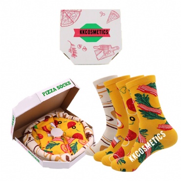 Customizable Set of 4 Pairs Pizza Pattern Cozy Socks(One Size)