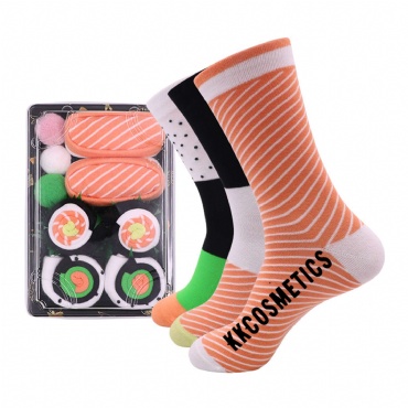 Customizable Set of 3 Sushi Socks Pattern Cozy Box(One Size)
