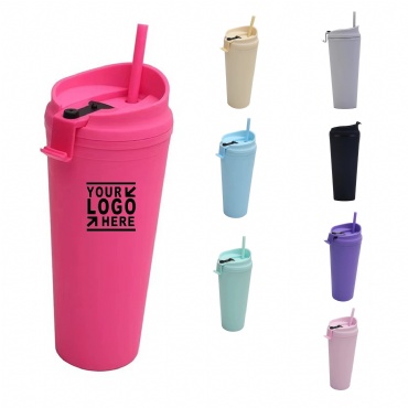 24Oz Double Plastic Outdoor Straw Cup