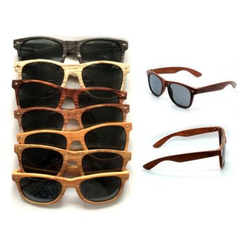 Plastic Imitation Wood Design Sunglasses