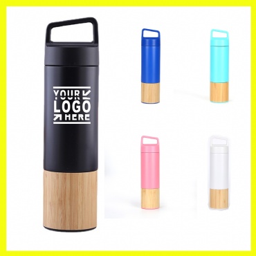 Custom 18oz Bamboo Splicing Stainless Thermos Water Bottle