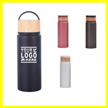 Custom 17oz Double stainless steel Water Bottle With Bamboo