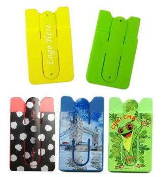 Adhesive Silicone Phone Wallet/ Card Case With Stand - Full Color Imprint
