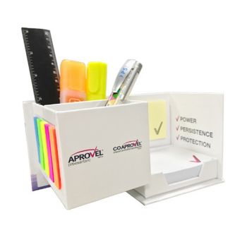 Multi-function Memo Cube Box with Page Marker Colored Index Tabs Flags Pen Holder