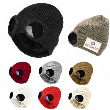Padded Unisex Spike Knit Toque W/Goggles