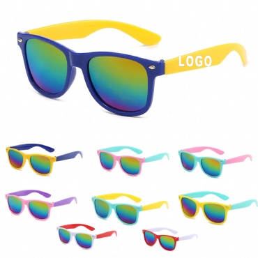 Color Splicing Sunglasses With Color Lense For Kids