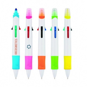4 In 1 Multi Color Pen With Fluorescent Markers