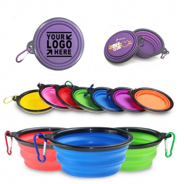 12 Oz.Collapsible Silicone Pet Food Water Bowel With Hook