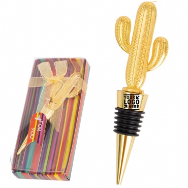 Gold Cactus Wine Stopper For Weddings Party Favor