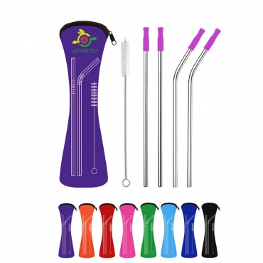 Neoprene Pouch W/ 4 Straws