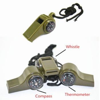 Function Whistle w/Compass Thermometer