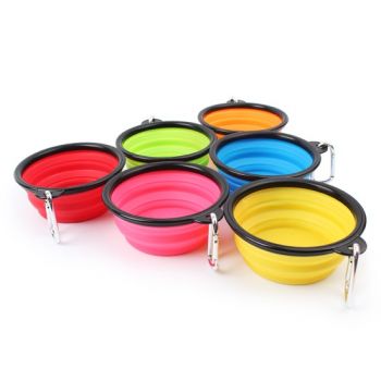 Collapsible Silicone Dog Food Bowl withCarabiner