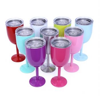 10oz Stainless Steel Wine Goblet with Lid
